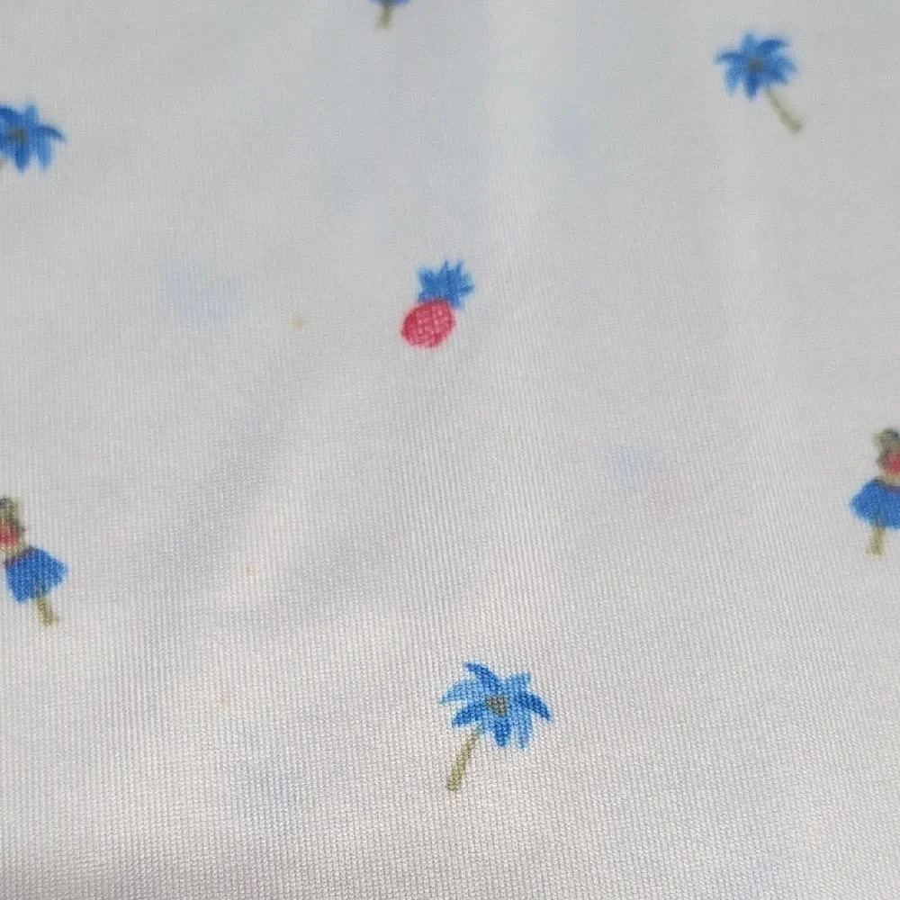 Izod White Polo Hula Girls Pineapples Palm Trees Reds/Blues Silky Sheen Size L